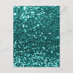 Chic Aquamarin Imitats Glitzer Postkarte