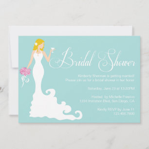 Chic Aquamarin Modern Bride Posh Brautparty Einlad Einladung