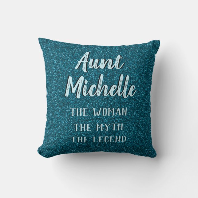 Chic Aquamarin Typografy Tante Name Kissen (Vorderseite)