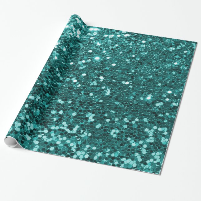 Chic-aquamariner Imitat-Glitzer Geschenkpapier (Ungerollt)