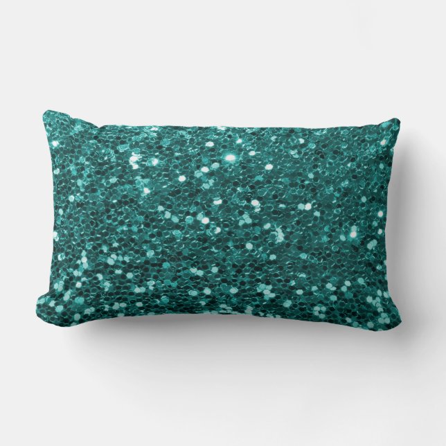 Chic-aquamariner Imitat-Glitzer Lendenkissen (Vorderseite)