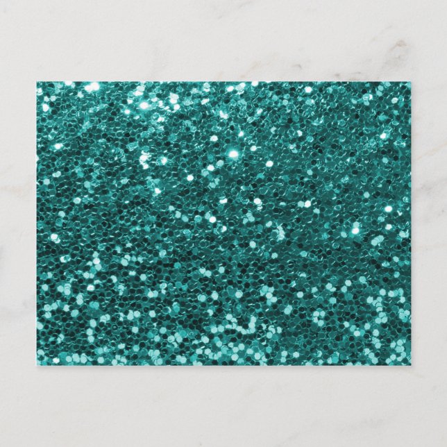Chic-aquamariner Imitat-Glitzer Postkarte (Vorderseite)