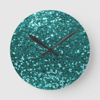 Chic-aquamariner Imitat-Glitzer Runde Wanduhr