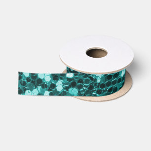 Chic-aquamariner Imitat-Glitzer Satinband