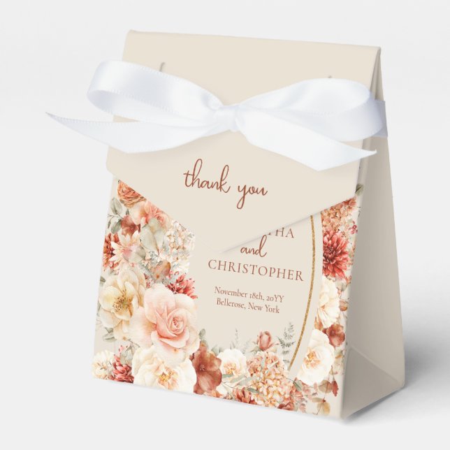 Chic Aquarell Blume Herbstfarben Kupferrot Geschenkschachtel (Vorderseite)