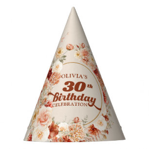 Chic Aquarell Blume Herbstfarben Kupferrot Partyhütchen