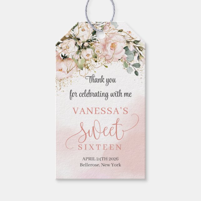 Chic Aquarell Blume Salbei 16. Geschenkanhänger (Vorderseite)
