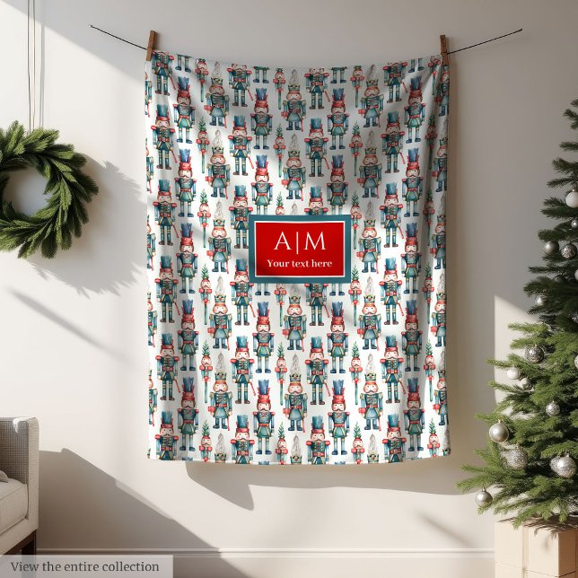 Chic Aquarell Nutcracker fröhliches Weihnachtsgesc Fleecedecke (Chic watercolor nutcracker merry Christmas gift throw)