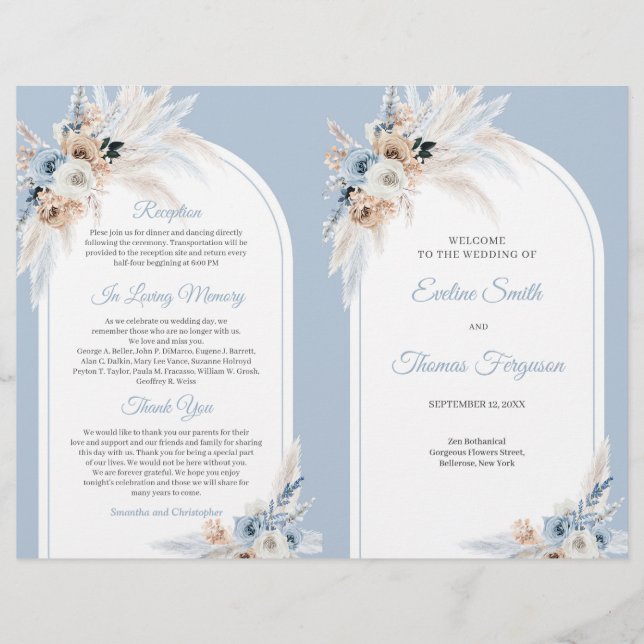 Chic Aquarell pastellblau und Elfenbein Rose Bogen (Vorderseite)
