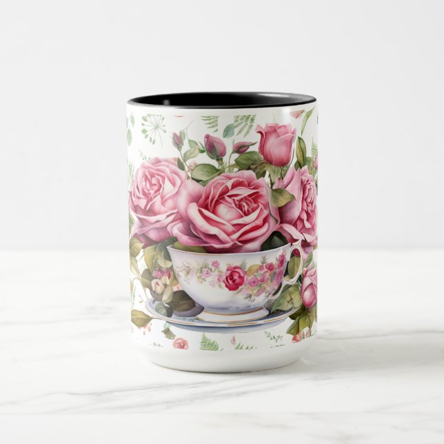Chic Aquarell-Rose Tasse (Zentrum)