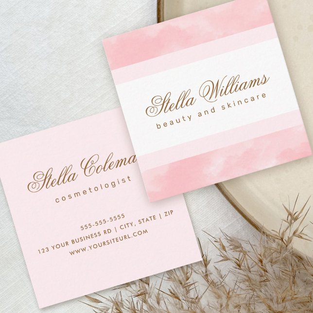 Chic Aquarell trendy Wellness-Center Boutique Kall Quadratische Visitenkarte (Von Creator hochgeladen)