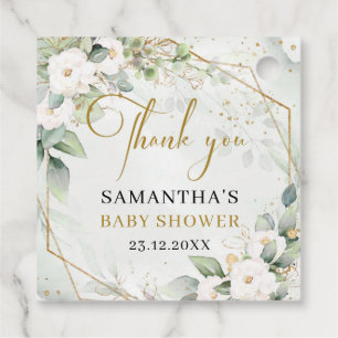 Chic Aquarell und weiße Babydusche Geschenkanhänger