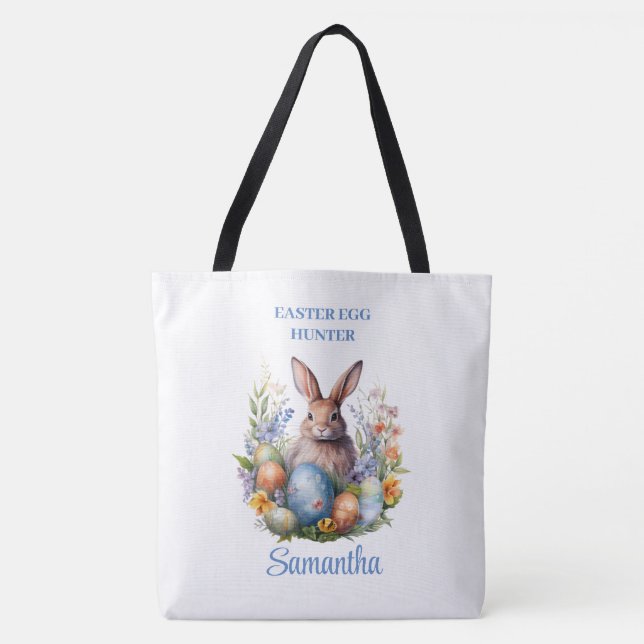 Chic Aquarell Vintager Osterhase Eggen Tasche (Vorderseite)