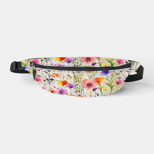Chic Aquarell-Wildblumen-Muster Bauchtasche (Vorderseite)