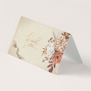 Chic Aquarelle Fleurs d'automne Carte de remerciem