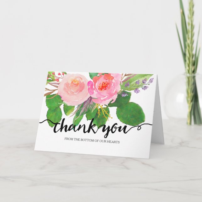 Chic aquarelle Floral | Merci Mariage (Devant)