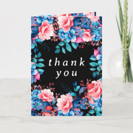 Chic Aquarelle Florale Merci d'anniversaire noir