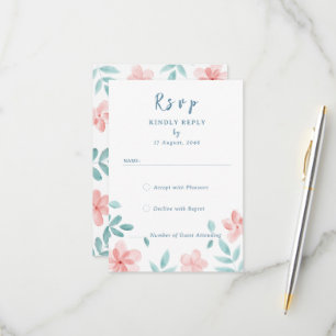 Chic Aquarelle rose Floral Invitation Cartes RSVP
