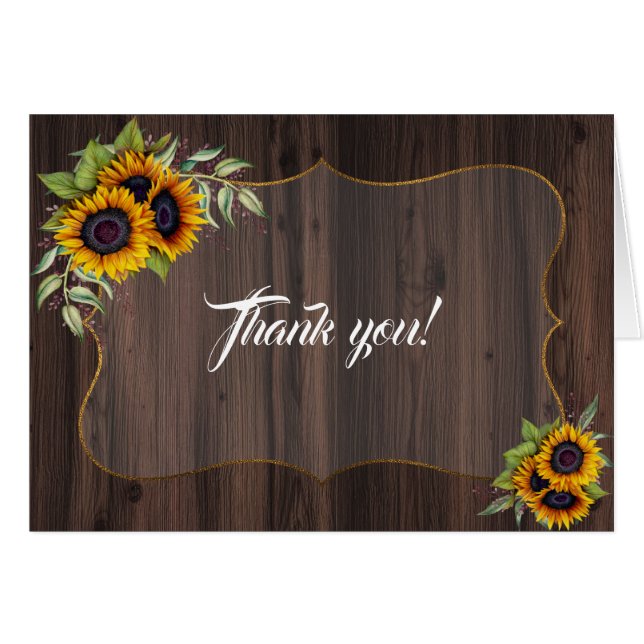Chic Aquarelle tournesol Mariage Merci en bois (Devant horizontal)