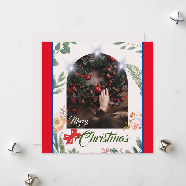 Chic arch Foto typografisch fröhliche Weihnachten (Vorderseite/Rückseite Beispiel)