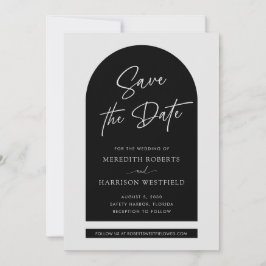 Chic Arch Frame Modern Script Black Wedding Save The Date