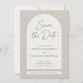Chic Arch Frame Modern Script Taupe Ecru Wedding Save The Date