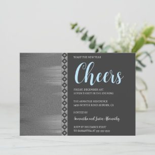 Chic Argent Art Déco Nouvel An Invitation