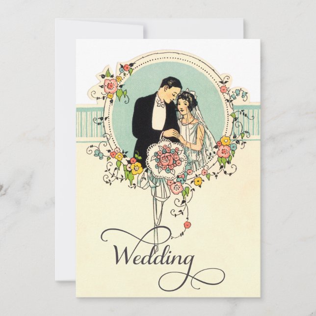 Chic Art Deco 1920er Jahre Braut & Groom Hochzeit Einladung (Vorderseite)
