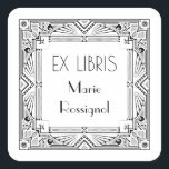 Chic Art Deco Persönlicher Name Ex Libris Buchzeic Quadratischer Aufkleber<br><div class="desc">Freuen Sie sich auf das exquisite Buchzeichen im Art-Déco-Stil Ex Libris mit stilvollem Rahmen und eleganter moderner Deko-Typografie. Dieses elegante Buchzeichen ist perfekt für Buchliebhaber und Sammler geeignet und bietet eine Touch an Eleganz und Personalisierung für Ihre Lieblingsmengen. Das Buchzeichen Ex Libris besticht durch seine exakte und präzise Gestaltung und...</div>