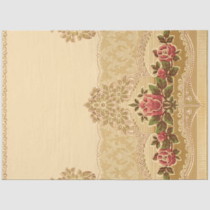 Chic Art Nouveau Gold und Pink Floral Seidenpapier