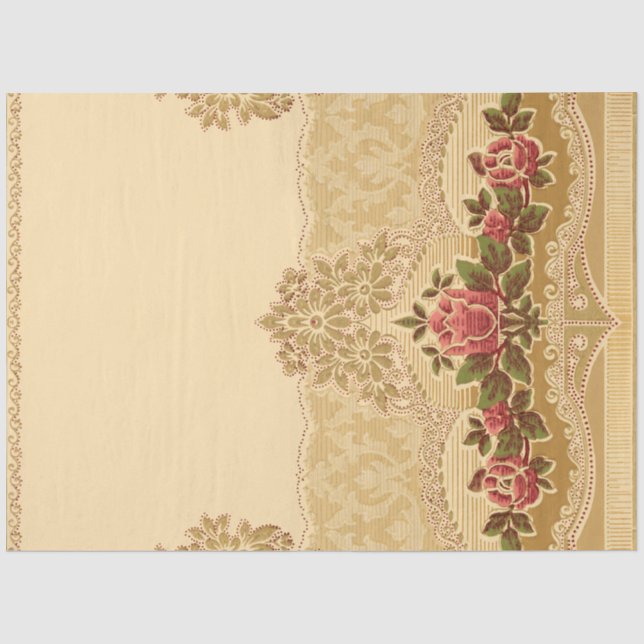 Chic Art Nouveau Gold und Pink Floral Seidenpapier (Vorderseite)