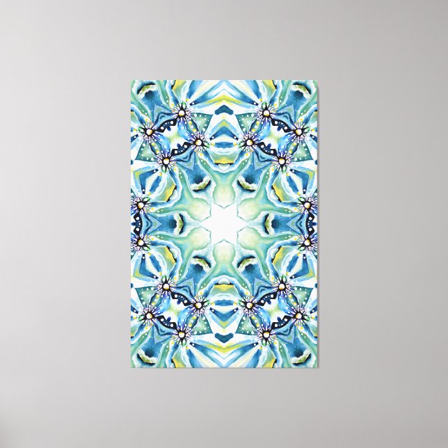 Chic Artistic Mandala Artwork a Aqua Colors Leinwanddruck (Vorderseite)