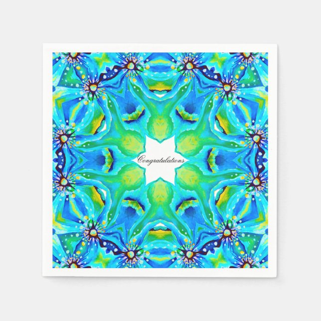 Chic Artistic Mandala Artwork a Aqua Colors Serviette (Vorderseite)