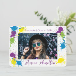 Chic Artistic Spatter-Paint Grad Foto Einladung