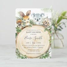 Chic Australian Animals Wood Greenery Baby Shower 