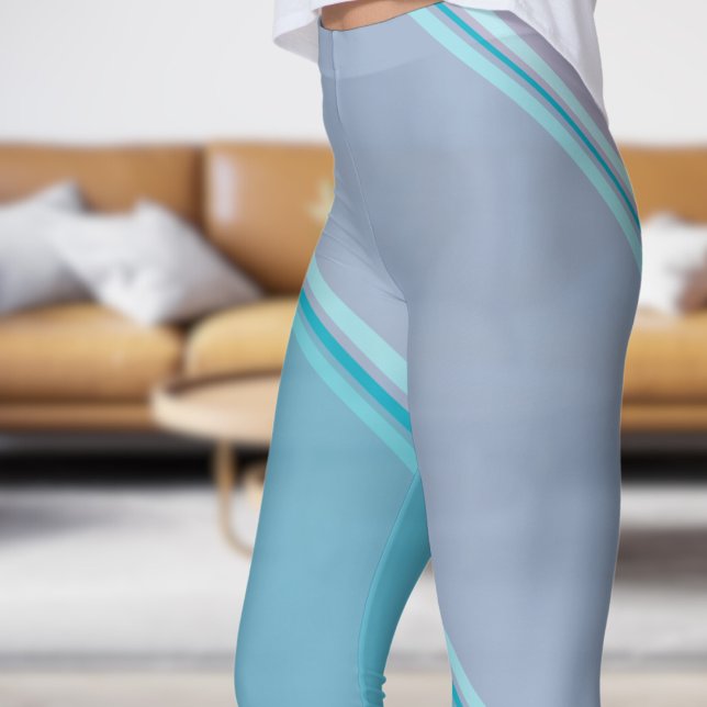 Chic Azure Blau unter rosa Bandprint Leggings (Chic Azure Blue under Pink Banded Print Leggings)