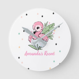 Chic Baby Flamingo, Stars, Prinzessin Runde Wanduhr