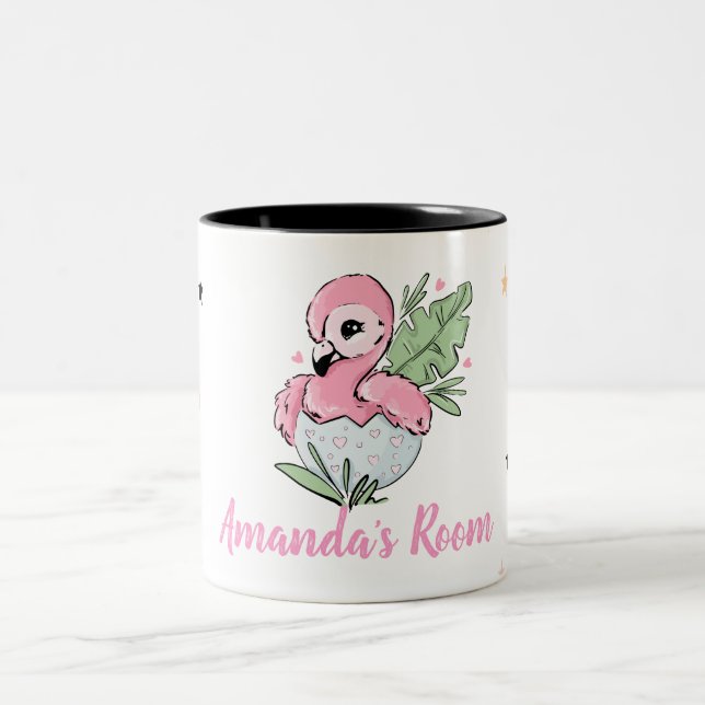 Chic Baby Flamingo, Stars, Prinzessin Zweifarbige Tasse (Mittel)