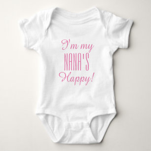 CHIC BABY_ "NANA'S HAPPY" BODYSUIT_PINK TEXT BABY STRAMPLER