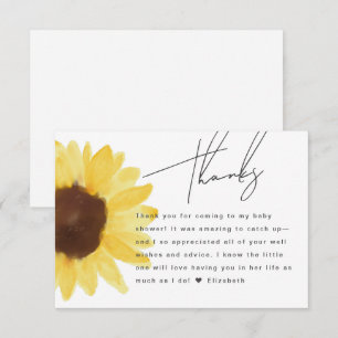 Chic Baby shower de tournesol Carte de remerciemen