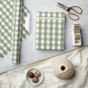 Chic Baby-Shower Grünes Gingham- und Karomuster Geschenkpapier