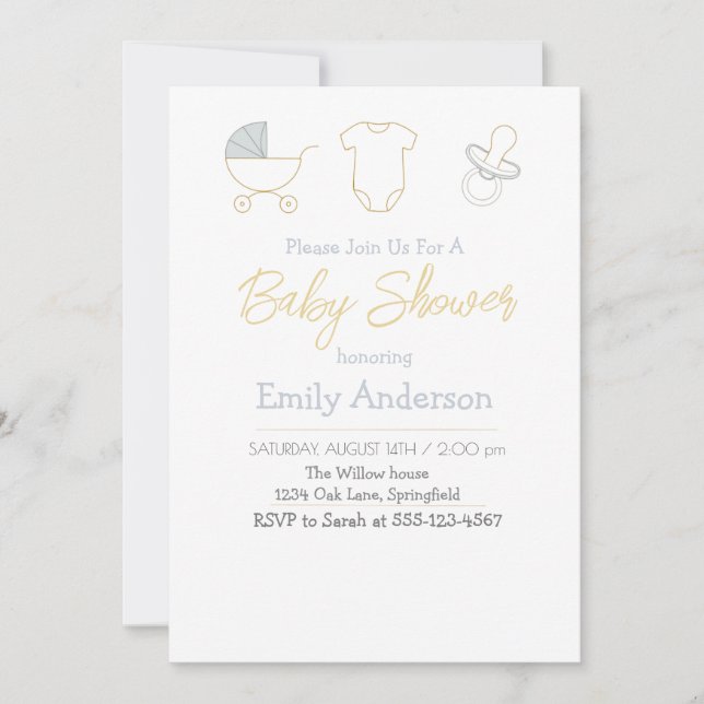 Chic Baby Shower invitation Einladung (Vorderseite)
