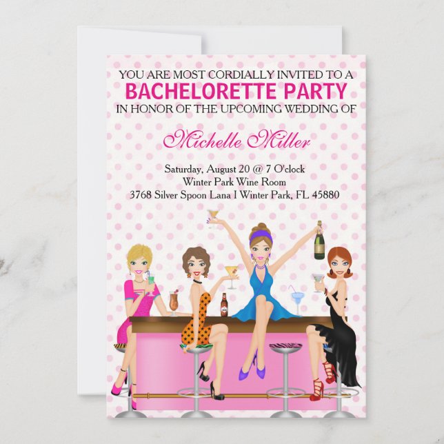 Chic Bachelorette Bash Custom Invasion Einladung (Vorderseite)