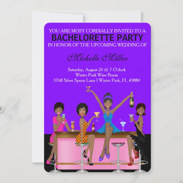 Chic Bachelorette Bash Custom Invtiation Einladung (Vorderseite)