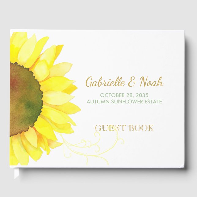Chic Backyard Sunflower Wedding Gästebuch (Vorderseite)