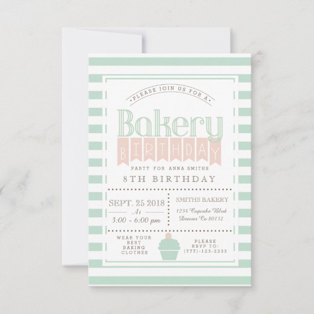 Chic Bakery Anniversaire Fête Invitation (Devant)