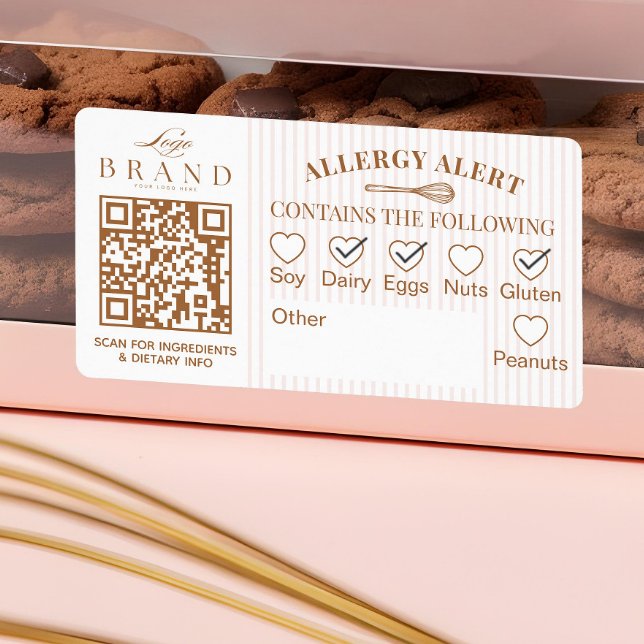 Chic Bakery Logo Allergy Alert Baked Goods QR Code (Chic Bakery Logo Allergy Alert Baked Goods QR Code Label)