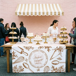 Chic Baking Utensils Bakery Logo Market Booth Sign Tischdecke