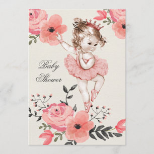 Chic Ballerina Watercolor Blume Kinderdusche Einladung
