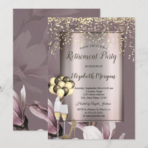 Chic Balloons, Gold Confetti-Blume Rente Einladung